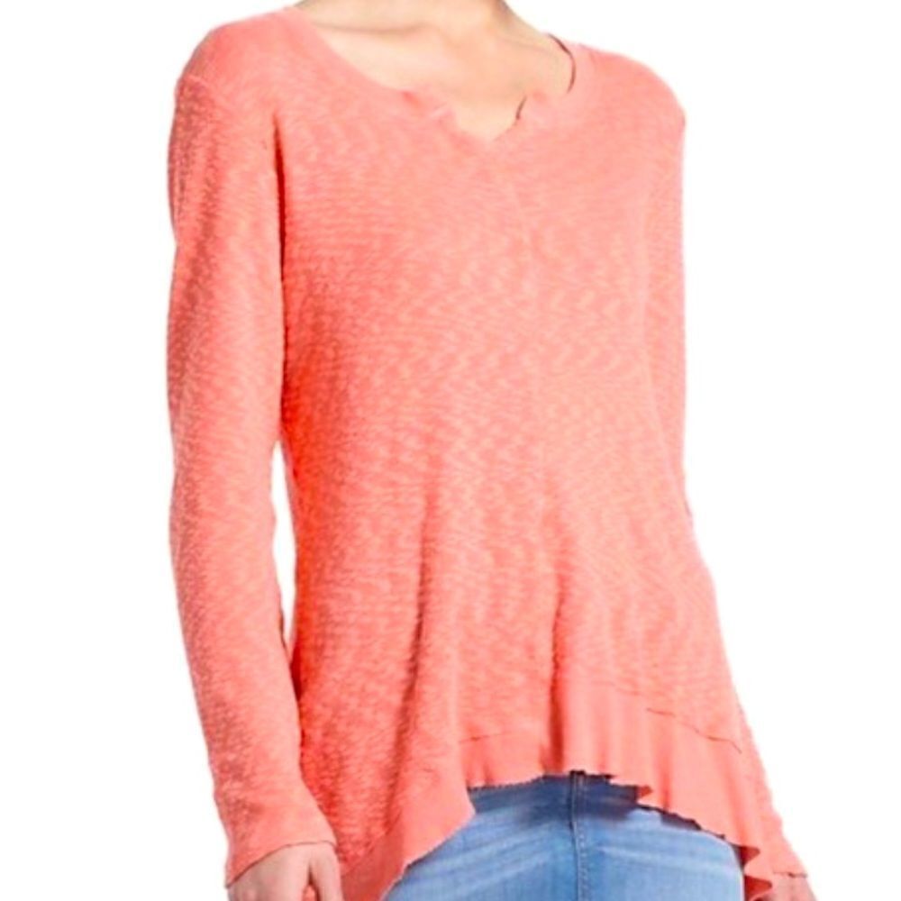 ANTHRO LEFT OF CENTER Coral Knit High Low Sweater